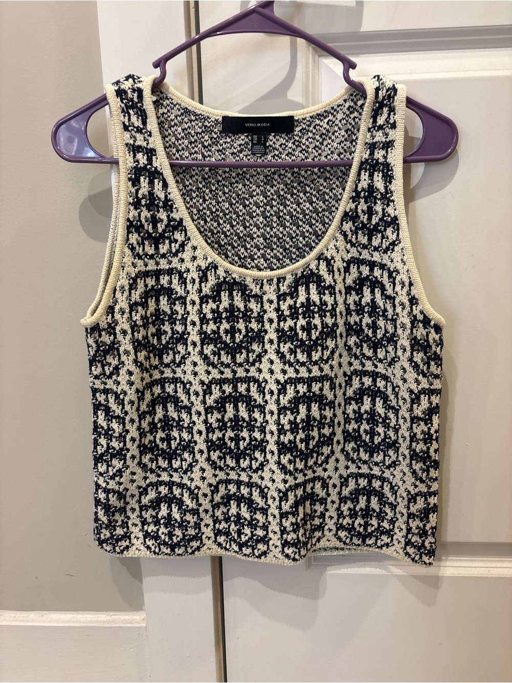 Vero Moda Navy & Cream Knit Tank Top